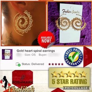 Gold heart spiral earrings